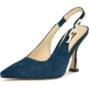 Nine West Womens Teal 400 Suede Closed Pointed Toe Sling Back Veroni Pump